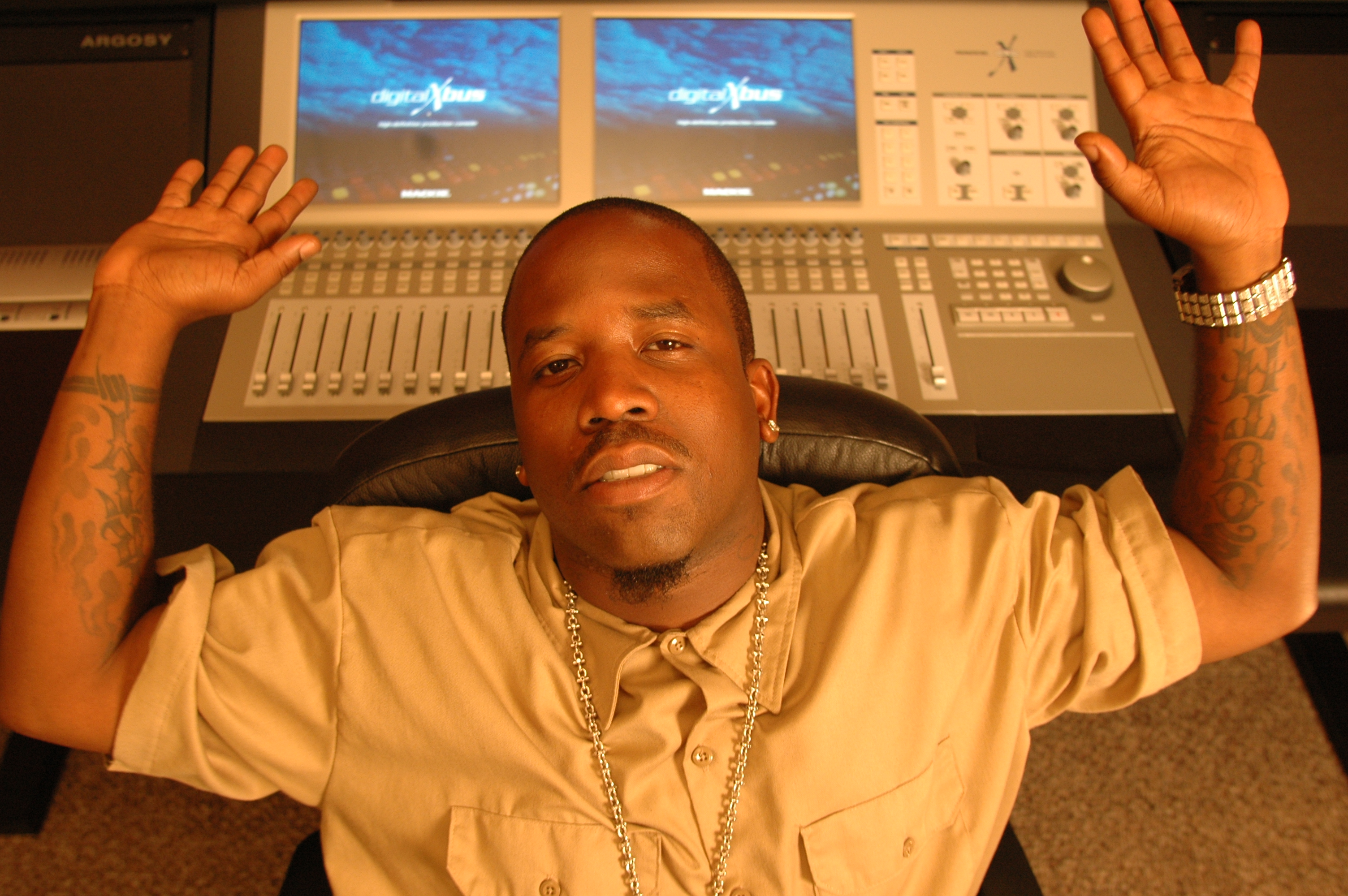 Big Boi of Outkast photographed at Stankonia Studios in Atlanta, Georgia for Mackie Designs